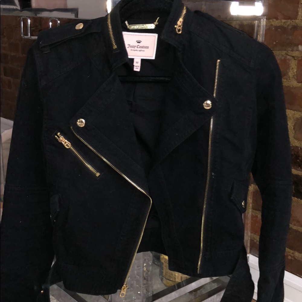 Juicy Couture black and gold motor jacket